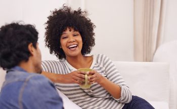 Couple discussing a joint checking account