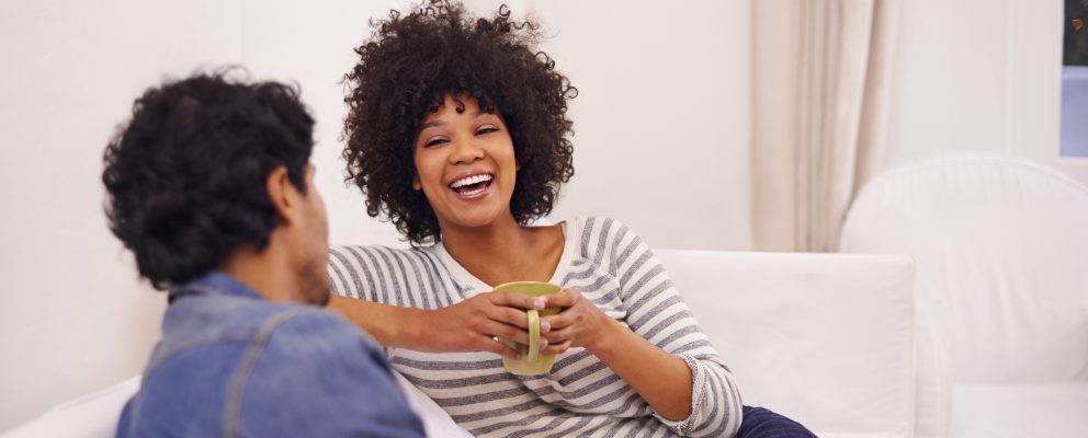 Couple discussing a joint checking account