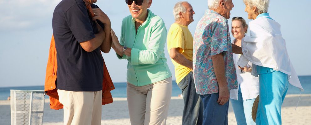 A group of retired friends gathering for vacation