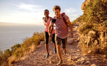 A couple hikes on an ocean front cliffside.