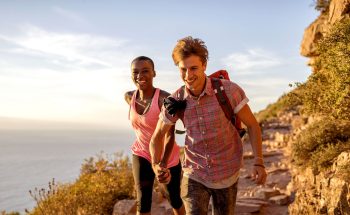 A couple hikes on an ocean front cliffside.