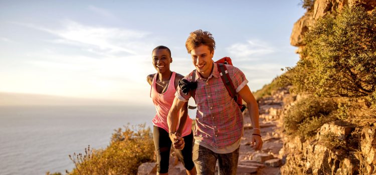 A couple hikes on an ocean front cliffside.