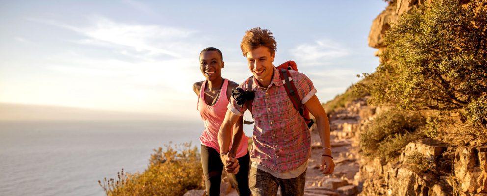 A couple hikes on an ocean front cliffside.