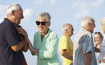 A group of retired friends gathering for vacation