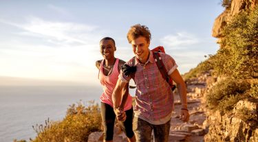 A couple hikes on an ocean front cliffside.