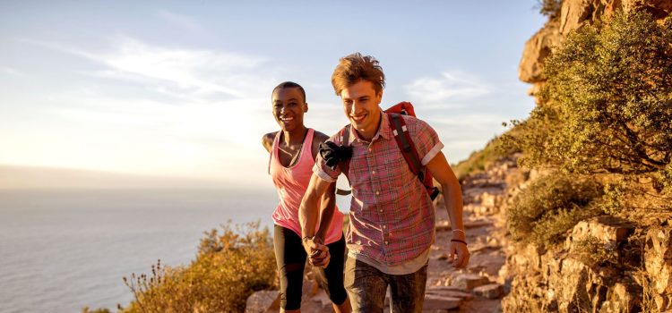 A couple hikes on an ocean front cliffside.