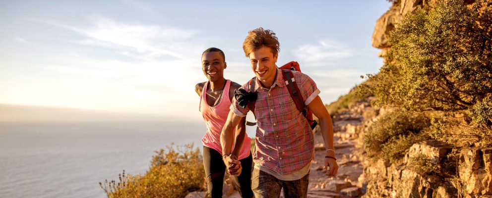 A couple hikes on an ocean front cliffside.