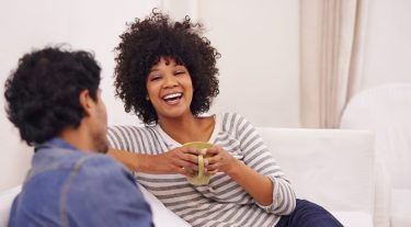 Couple discussing a joint checking account